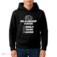 Funny Video Gamer Humor Relationship Status Single Taken Kids Hoodie thumb 4