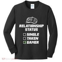 Funny Video Gamer Humor Relationship Status Single Taken Kids Long Sleeve Shirt thumb 0