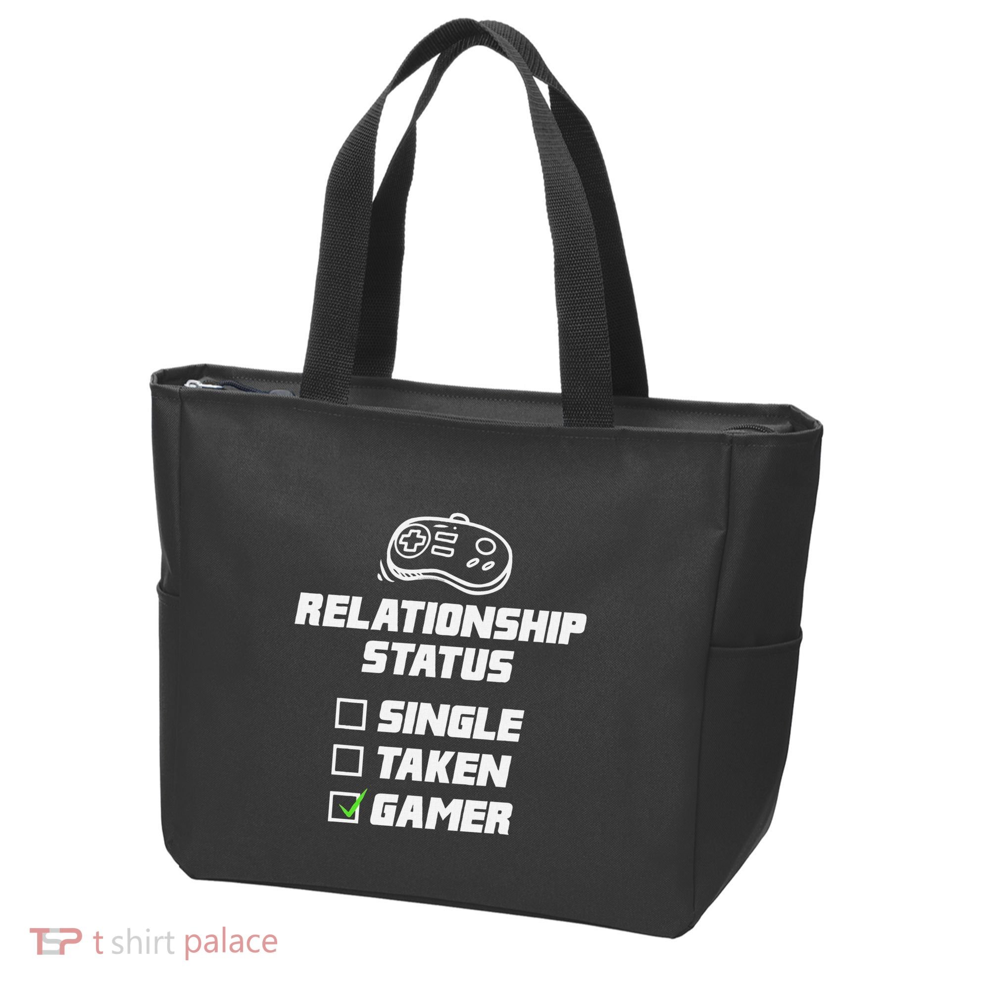 Funny Video Gamer Humor Relationship Status Single Taken Tote Bag
