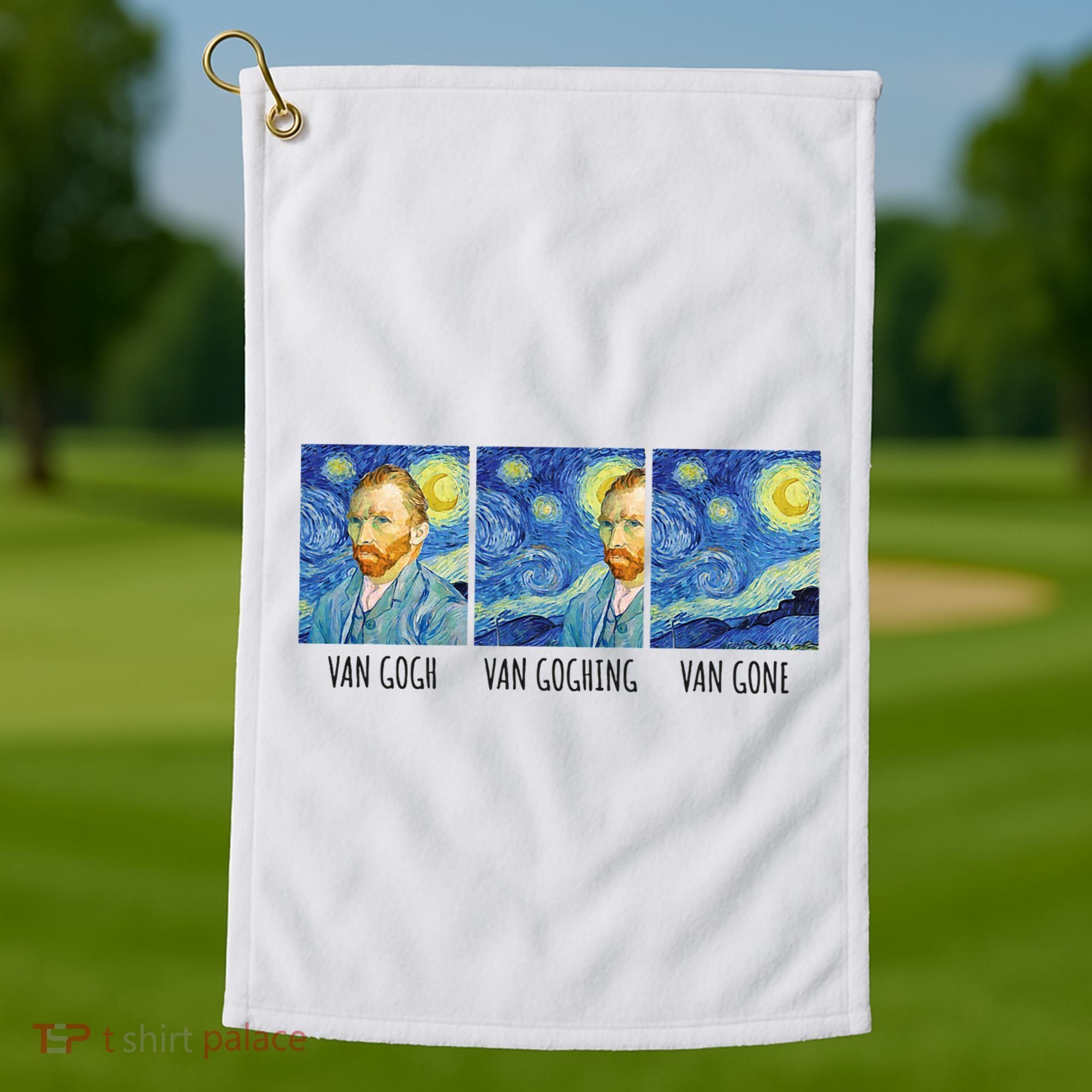 Funny Van Gogh Van Goghing Van Gone Fine Art Painting Joke Golf Towel