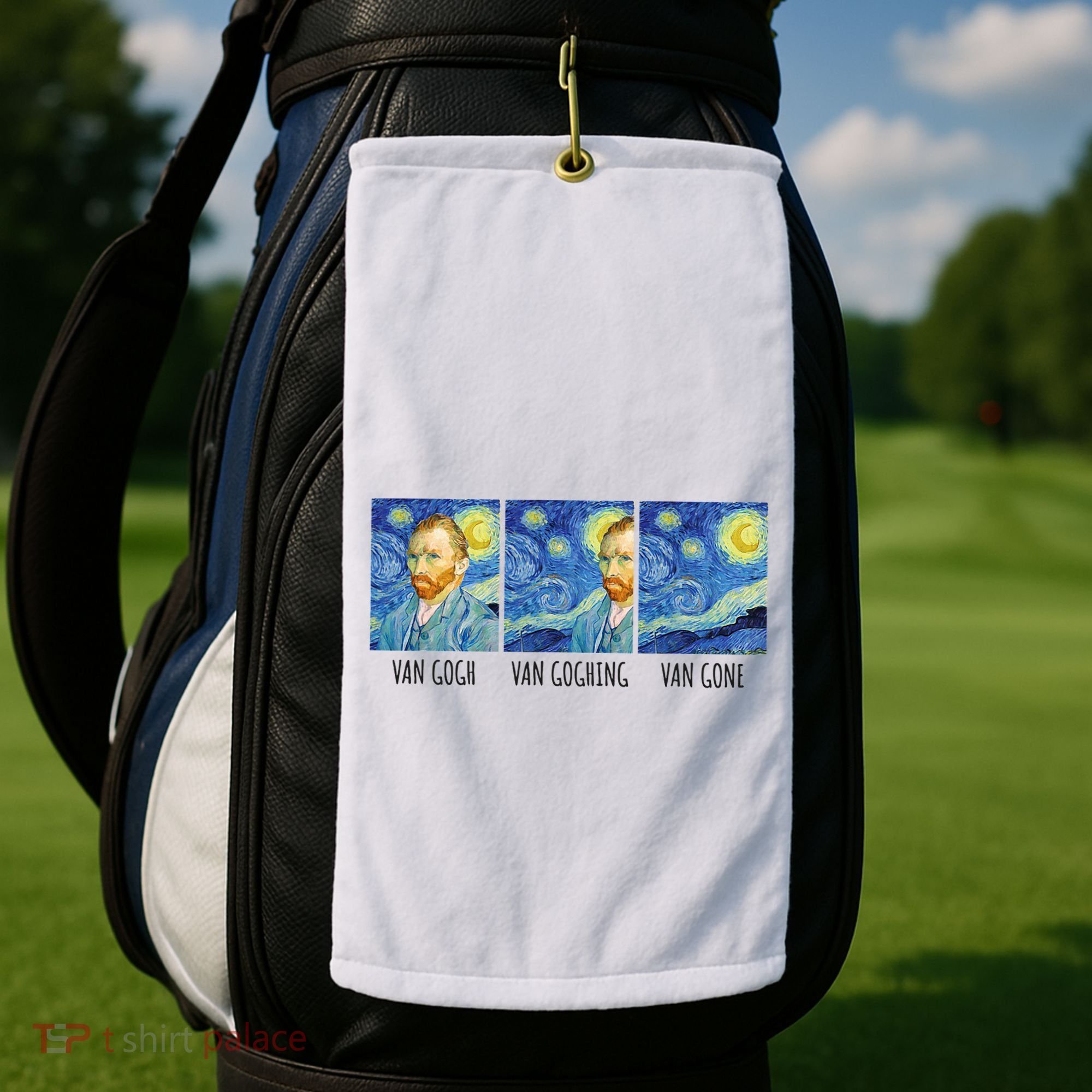 Funny Van Gogh Van Goghing Van Gone Fine Art Painting Joke Golf Towel