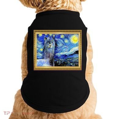 Funny Van Gogh Starry Night Llama Alpaca Doggie Tank