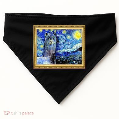 Funny Van Gogh Starry Night Llama Alpaca USA-Made Doggie Bandana
