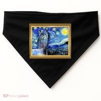 Funny Van Gogh Starry Night Llama Alpaca USA-Made Doggie Bandana thumb 0
