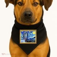 Funny Van Gogh Starry Night Llama Alpaca USA-Made Doggie Bandana thumb 1