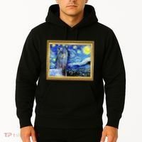 Funny Van Gogh Starry Night Llama Alpaca Hoodie thumb 2