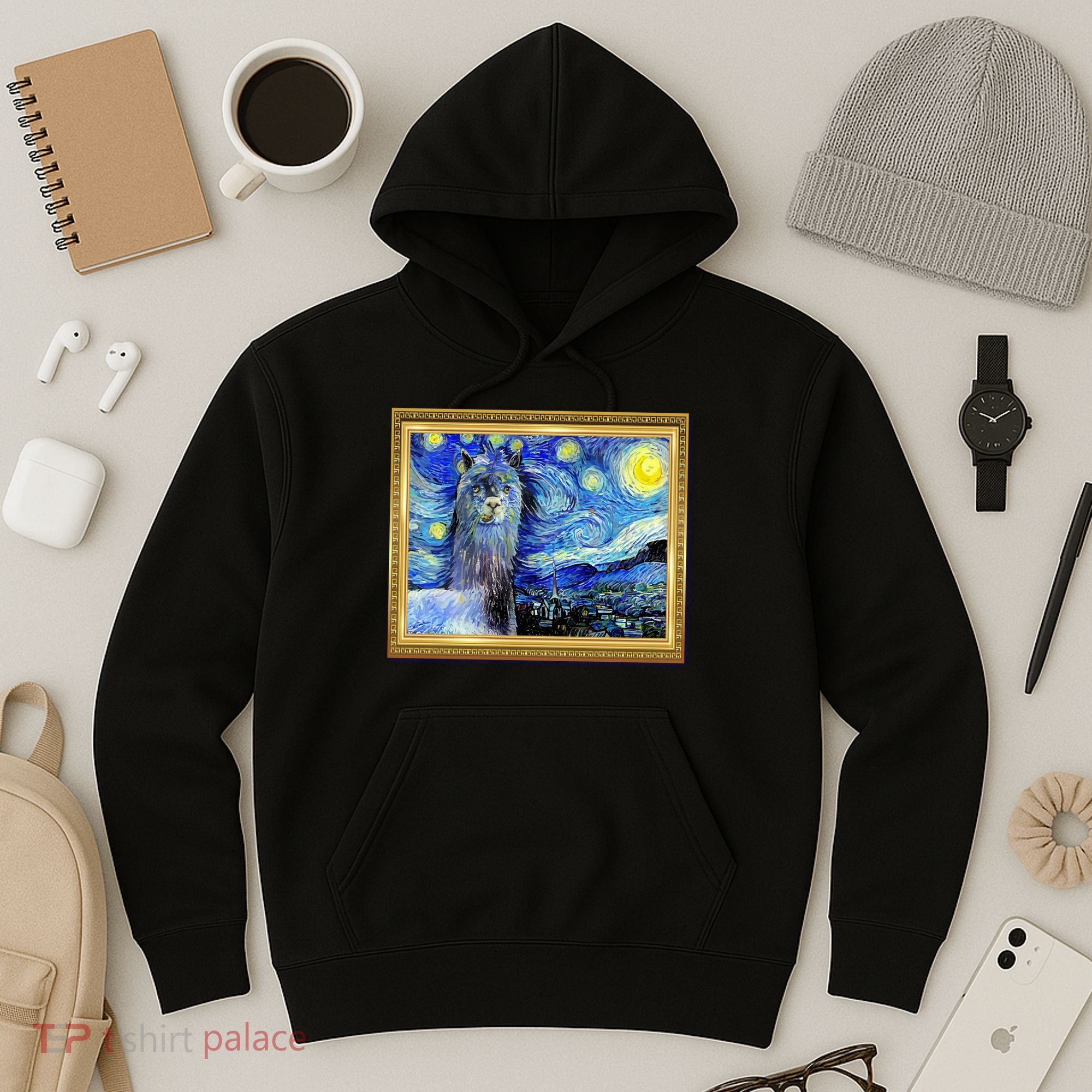 Funny Van Gogh Starry Night Llama Alpaca Hoodie