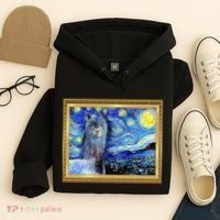 Funny Van Gogh Starry Night Llama Alpaca Hoodie thumb 4