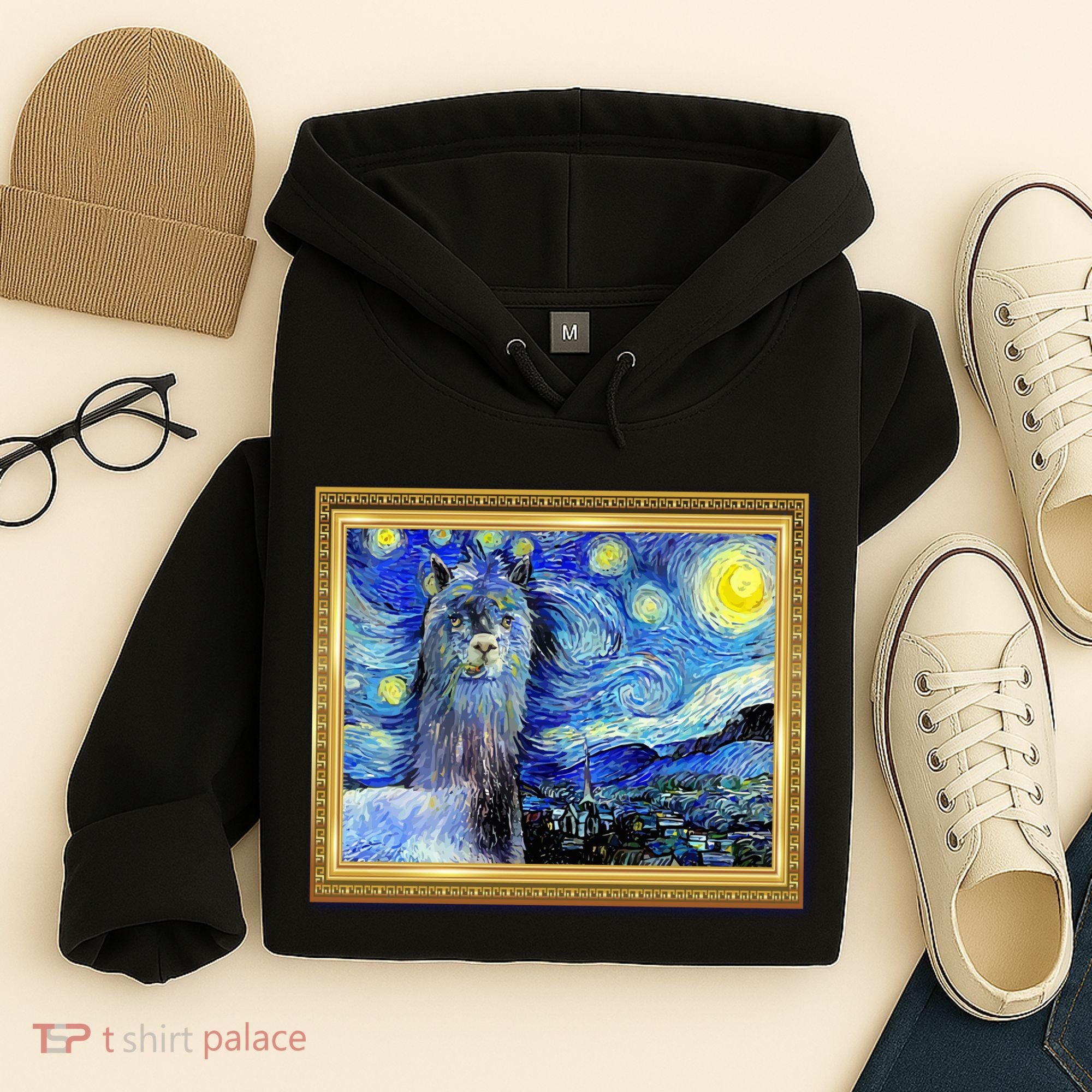 Funny Van Gogh Starry Night Llama Alpaca Hoodie