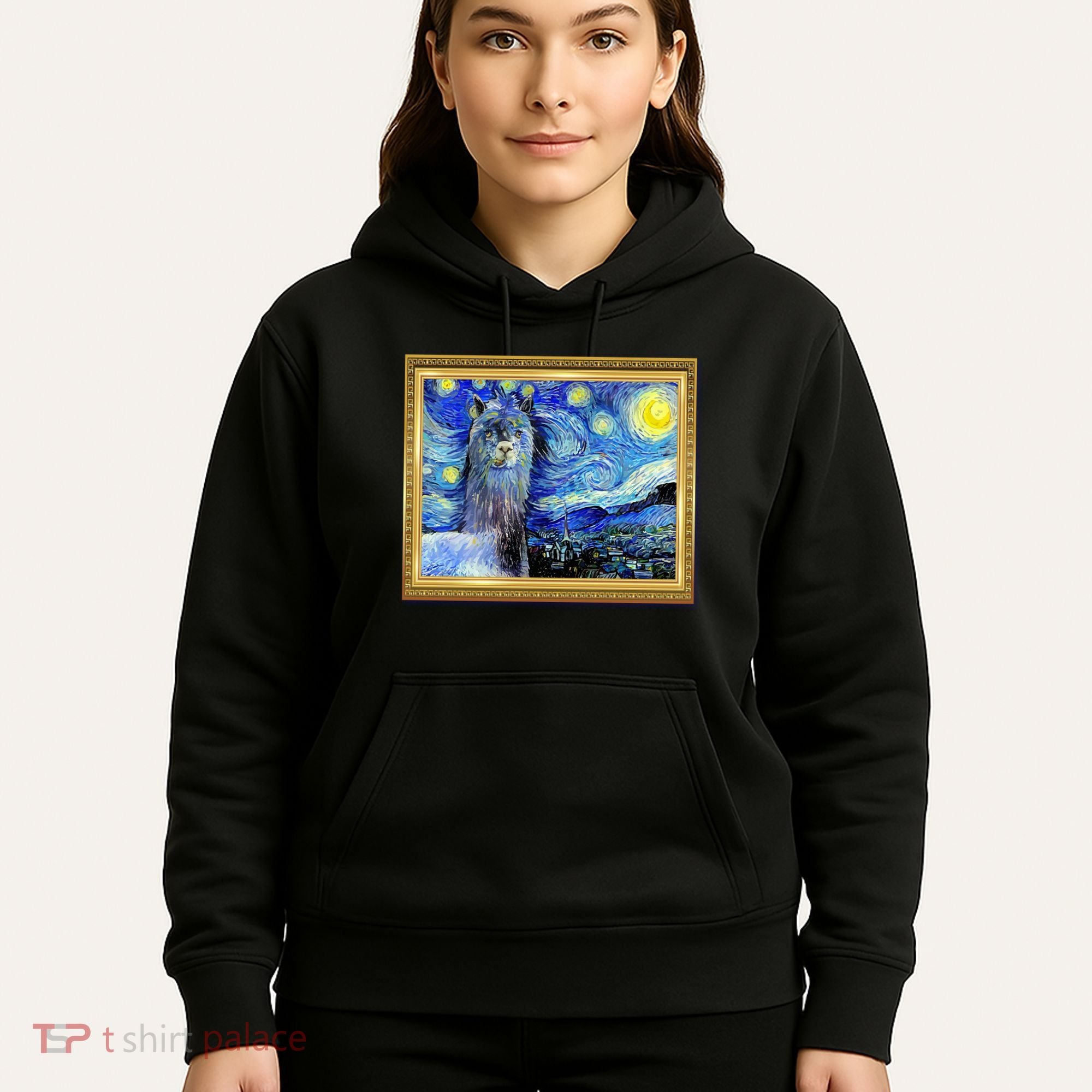 Funny Van Gogh Starry Night Llama Alpaca Hoodie
