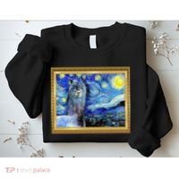 Funny Van Gogh Starry Night Llama Alpaca Sweatshirt thumb 2