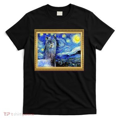 Funny Van Gogh Starry Night Llama Alpaca T-Shirt