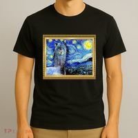 Funny Van Gogh Starry Night Llama Alpaca T-Shirt thumb 3