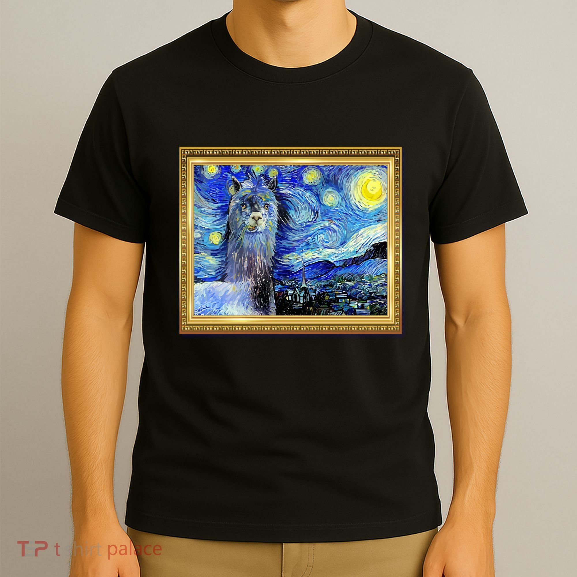 Funny Van Gogh Starry Night Llama Alpaca T-Shirt
