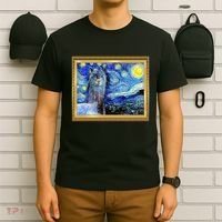 Funny Van Gogh Starry Night Llama Alpaca T-Shirt thumb 6