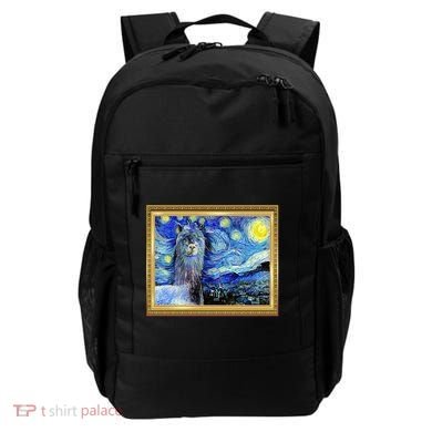 Funny Van Gogh Starry Night Llama Alpaca Backpack