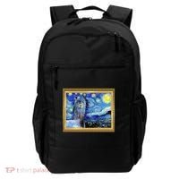 Funny Van Gogh Starry Night Llama Alpaca Backpack thumb 0