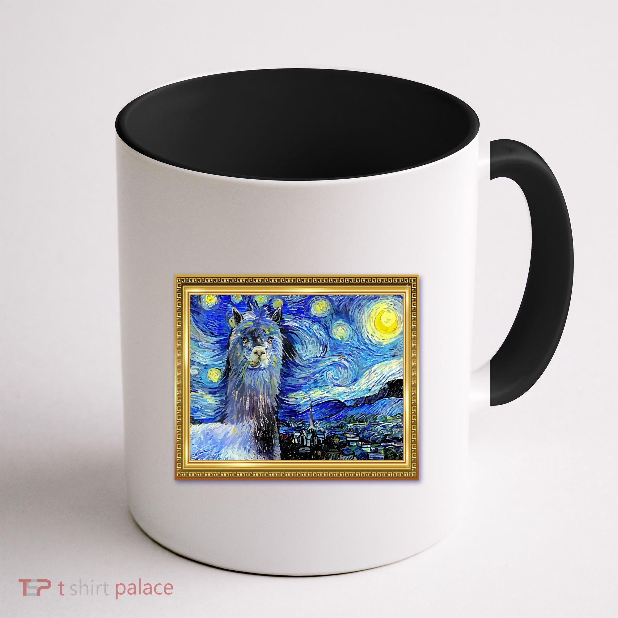 Funny Van Gogh Starry Night Llama Alpaca Coffee Mug