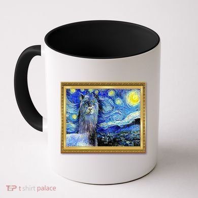 Funny Van Gogh Starry Night Llama Alpaca Coffee Mug