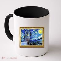 Funny Van Gogh Starry Night Llama Alpaca Coffee Mug thumb 0