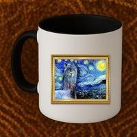 Funny Van Gogh Starry Night Llama Alpaca Coffee Mug thumb 2