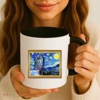 Funny Van Gogh Starry Night Llama Alpaca Coffee Mug thumb 3