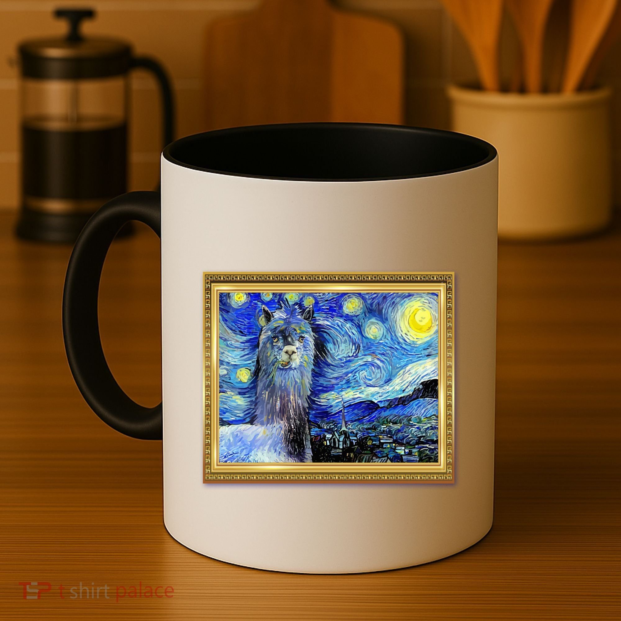 Funny Van Gogh Starry Night Llama Alpaca Coffee Mug