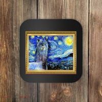Funny Van Gogh Starry Night Llama Alpaca Coaster thumb 0