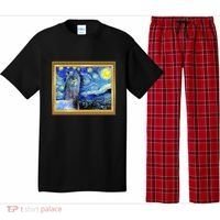 Funny Van Gogh Starry Night Llama Alpaca Pajama Set thumb 0