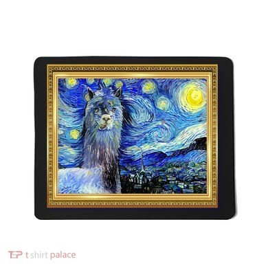 Funny Van Gogh Starry Night Llama Alpaca Mousepad