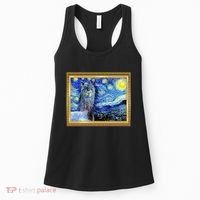 Funny Van Gogh Starry Night Llama Alpaca Women's Tank Top thumb 0
