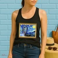 Funny Van Gogh Starry Night Llama Alpaca Women's Tank Top thumb 2
