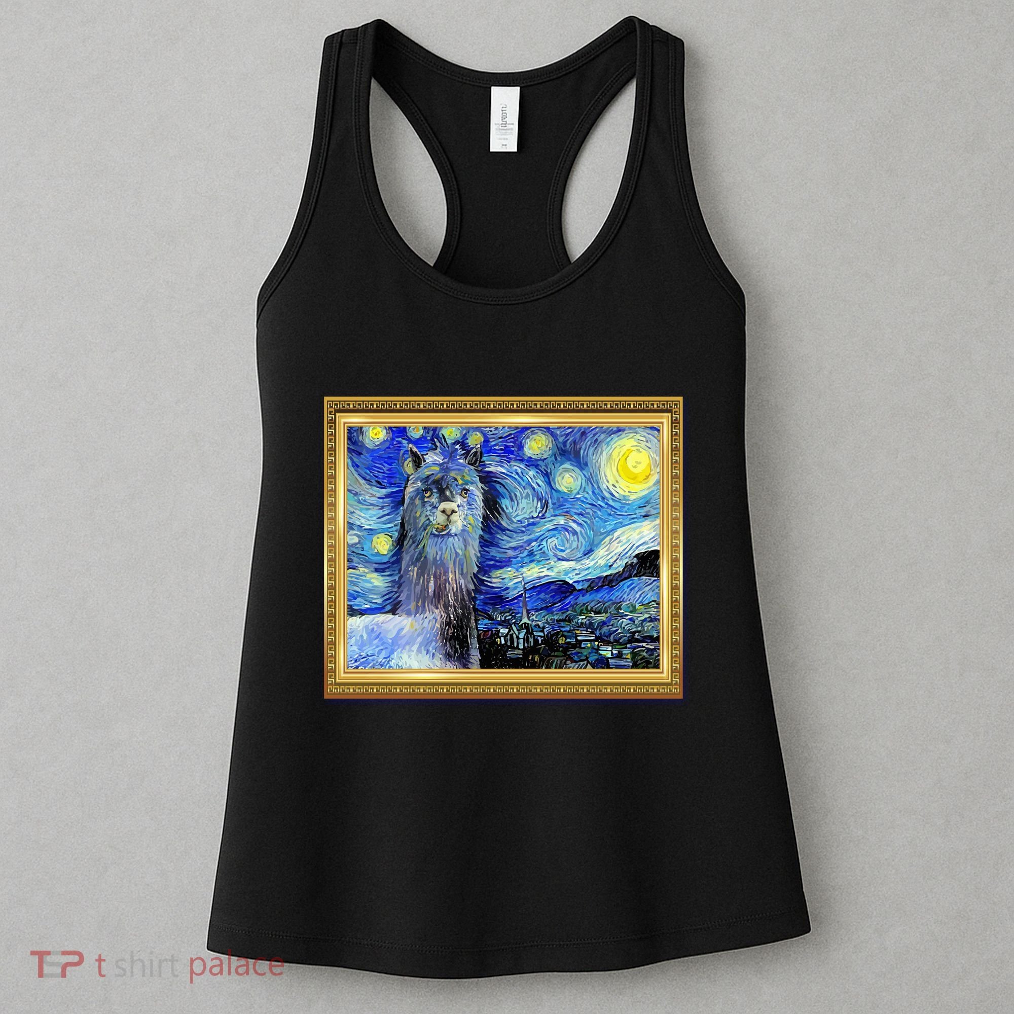 Funny Van Gogh Starry Night Llama Alpaca Women's Tank Top