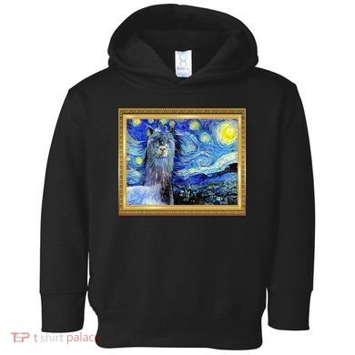 Funny Van Gogh Starry Night Llama Alpaca Toddler Hoodie