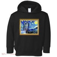 Funny Van Gogh Starry Night Llama Alpaca Toddler Hoodie thumb 0