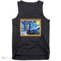 Funny Van Gogh Starry Night Llama Alpaca Tank Top thumb 0