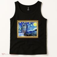 Funny Van Gogh Starry Night Llama Alpaca Tank Top thumb 2