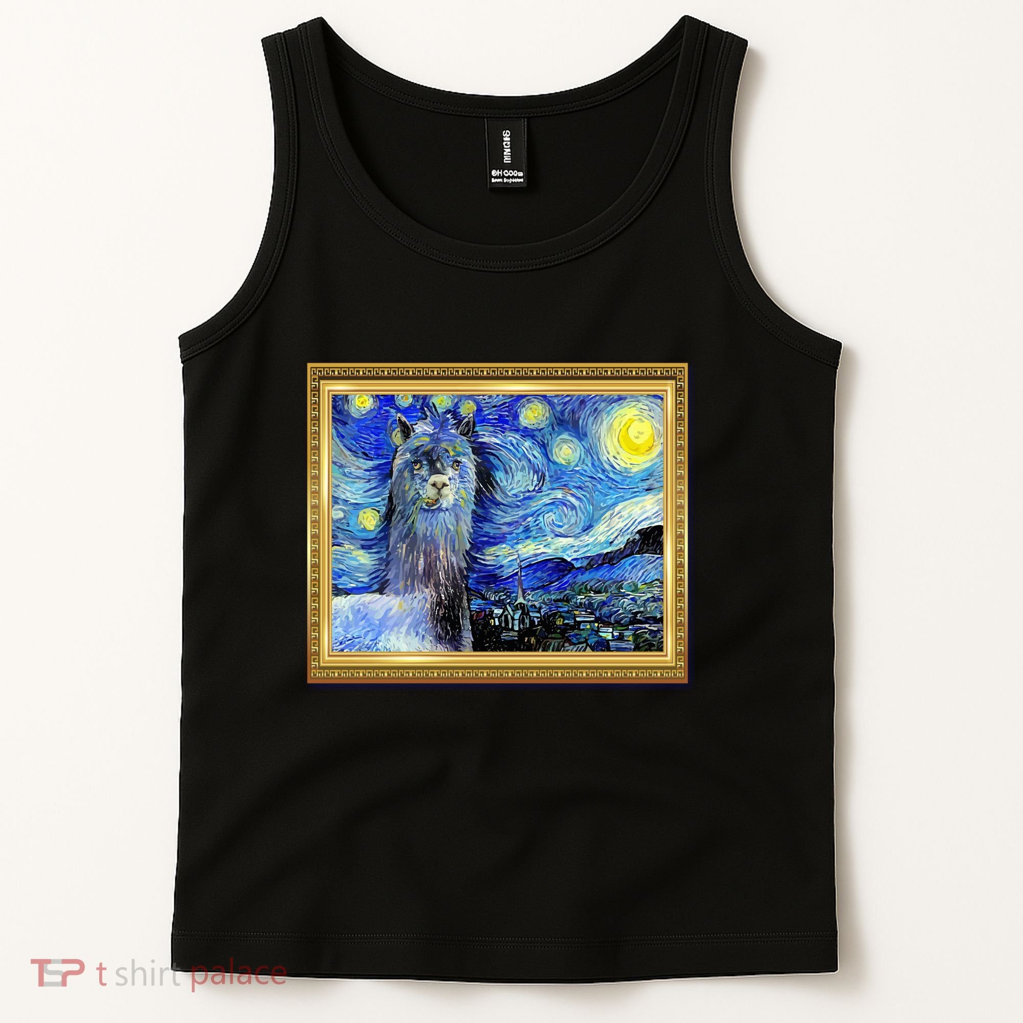 Funny Van Gogh Starry Night Llama Alpaca Tank Top
