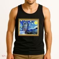 Funny Van Gogh Starry Night Llama Alpaca Tank Top thumb 3
