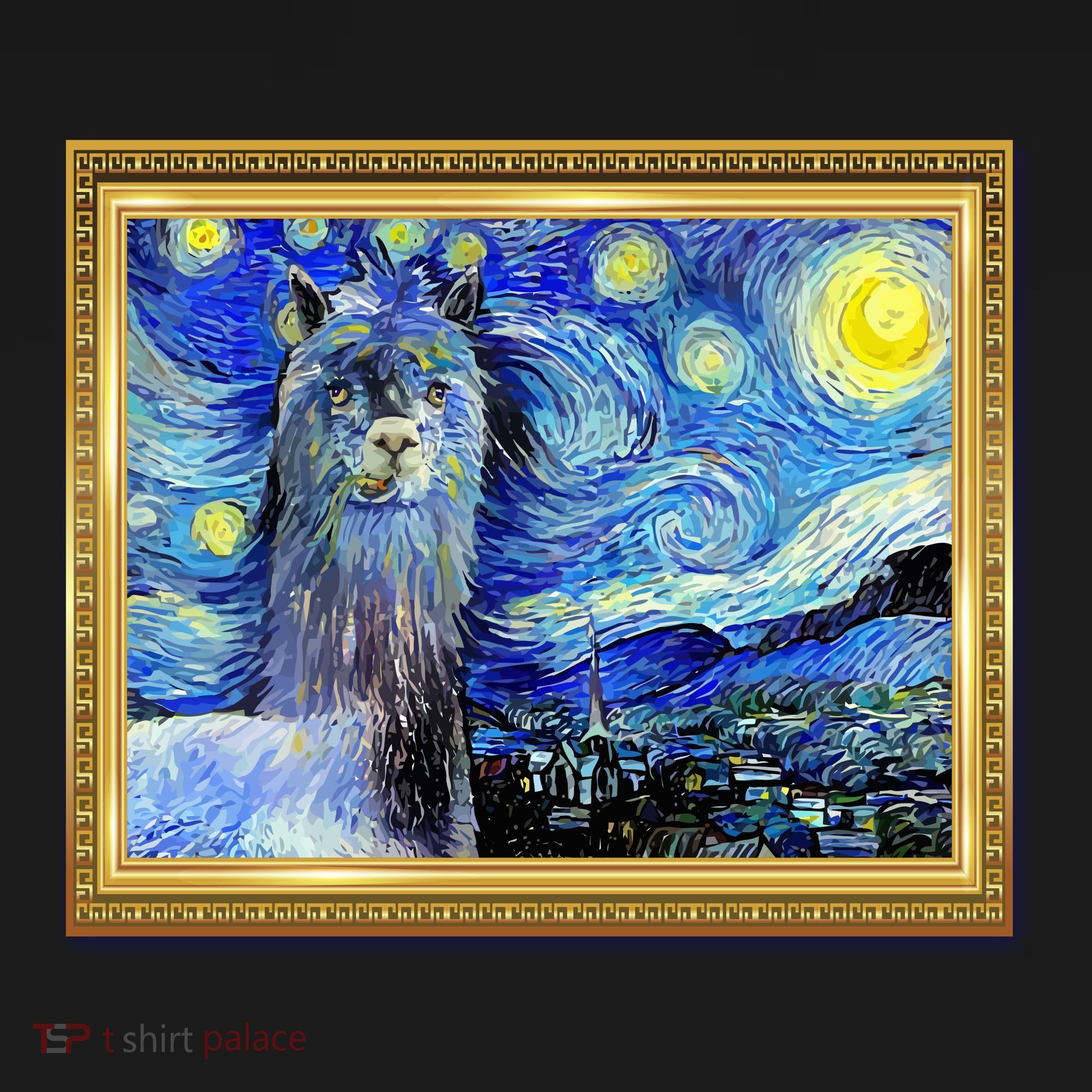 Funny Van Gogh Starry Night Llama Alpaca Tank Top