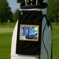 Funny Van Gogh Starry Night Llama Alpaca Golf Towel thumb 2