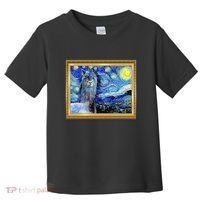 Funny Van Gogh Starry Night Llama Alpaca Toddler T-Shirt thumb 0