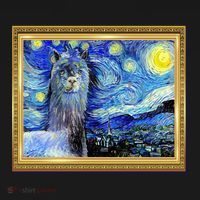 Funny Van Gogh Starry Night Llama Alpaca Women's Long Sleeve Shirt thumb 2