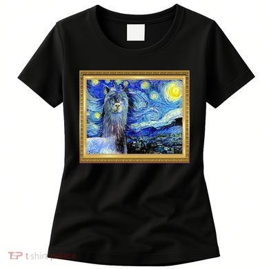 Funny Van Gogh Starry Night Llama Alpaca Women's T-Shirt