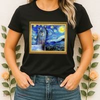 Funny Van Gogh Starry Night Llama Alpaca Women's T-Shirt thumb 2