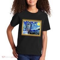 Funny Van Gogh Starry Night Llama Alpaca Kids T-Shirt thumb 2