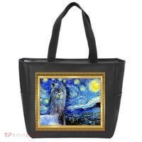 Funny Van Gogh Starry Night Llama Alpaca Tote Bag thumb 0