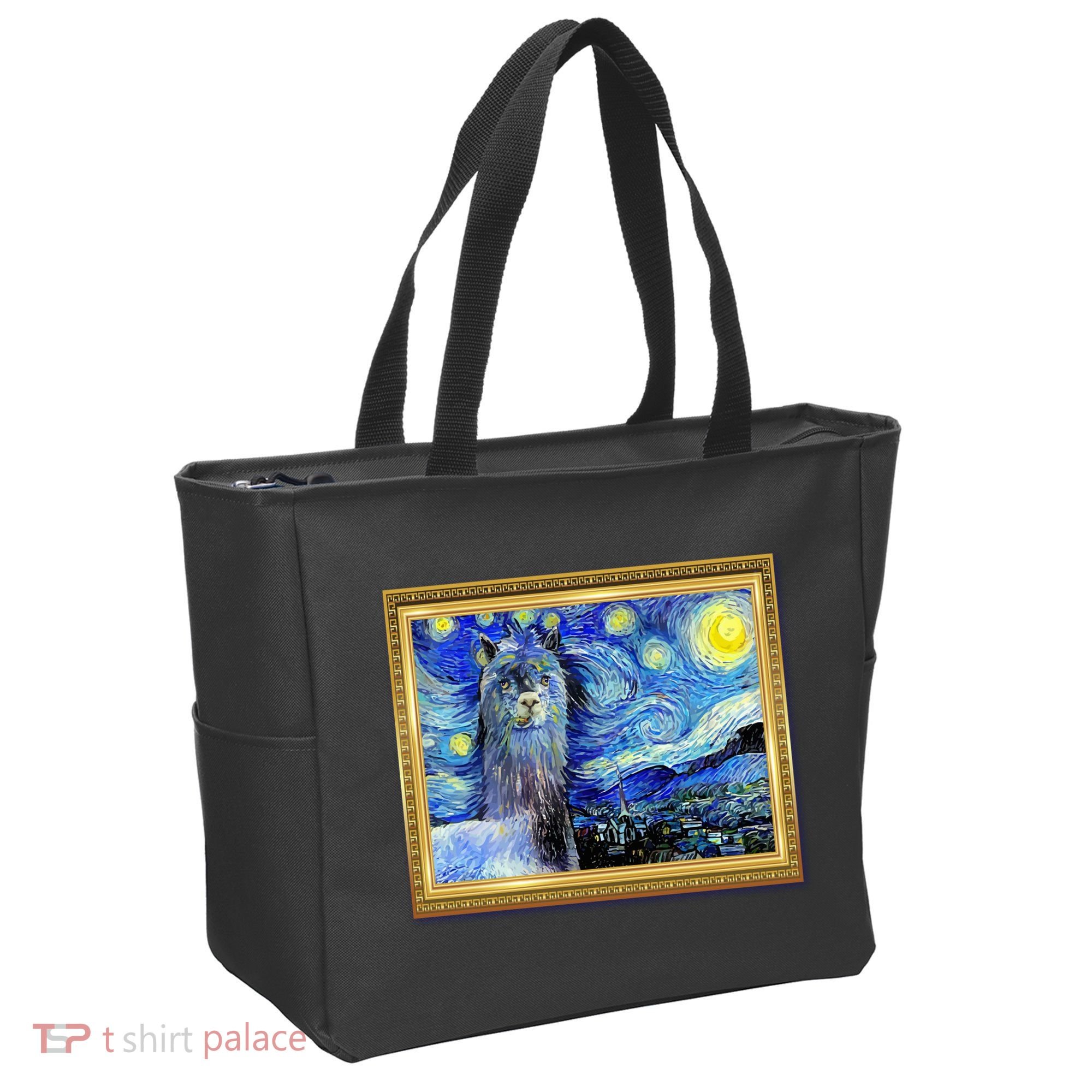 Funny Van Gogh Starry Night Llama Alpaca Tote Bag