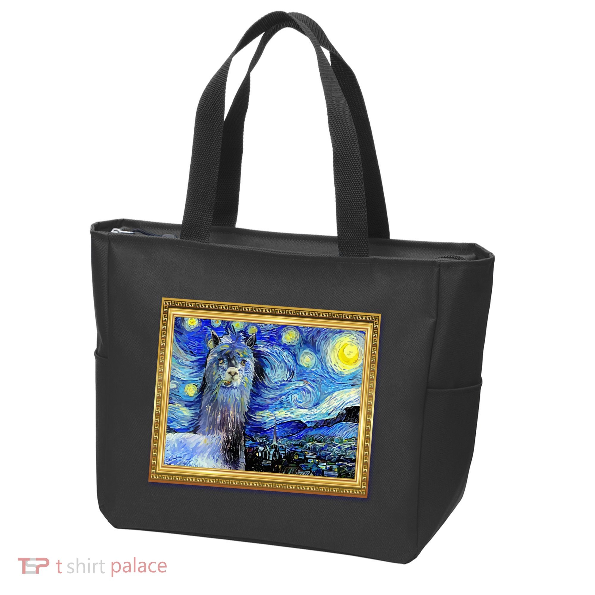 Funny Van Gogh Starry Night Llama Alpaca Tote Bag