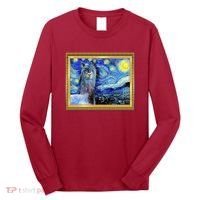 Funny Van Gogh Starry Night Llama Alpaca Long Sleeve Shirt thumb 0